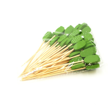 Natural Healthy Lovely Cactus Design Wooden Fruit Picks For Restaurant Or Hotel